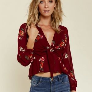 Astr Burgundy Floral Top